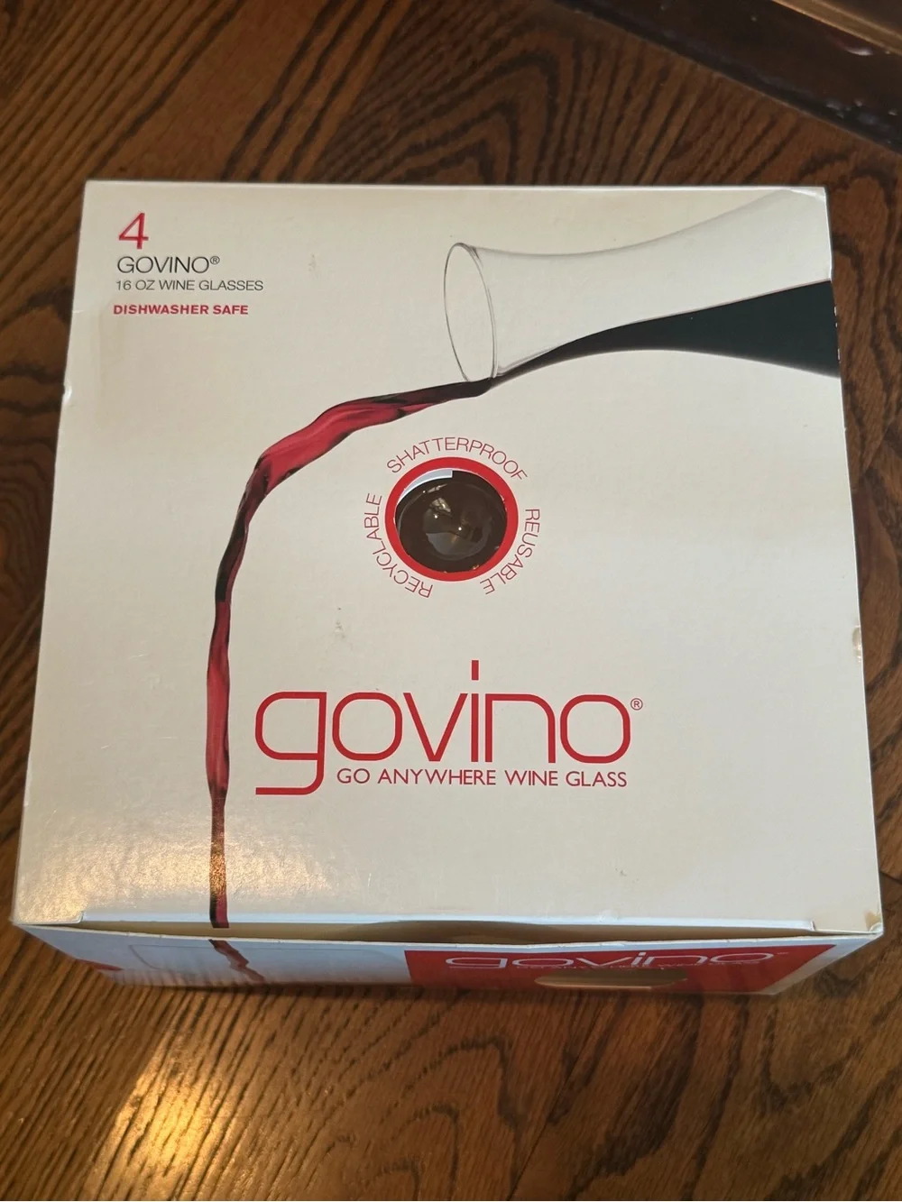 NIB Govino Go Anywhere Stemless Wine Glasses - Set of 4 (16 oz)